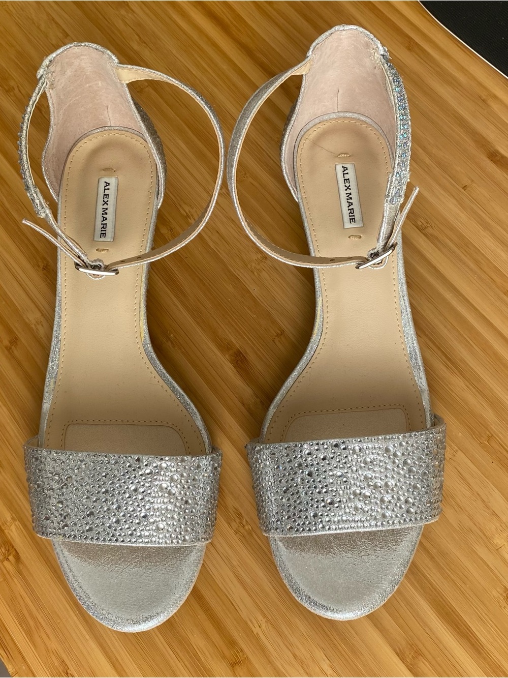 Alex Marie Silver Crystal (Rhinestone) Ankle-Strap Sandals Size 8 NWOT